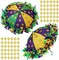 2 Pcs Mardi Gras Umbrella 22 x 2 Inch Second Line Umbrella with 2 Purple Yellow Green Feather String 2 Glue Point and 200 Glitter Stickers Mardi Gras Decoration for Masquerade Costume